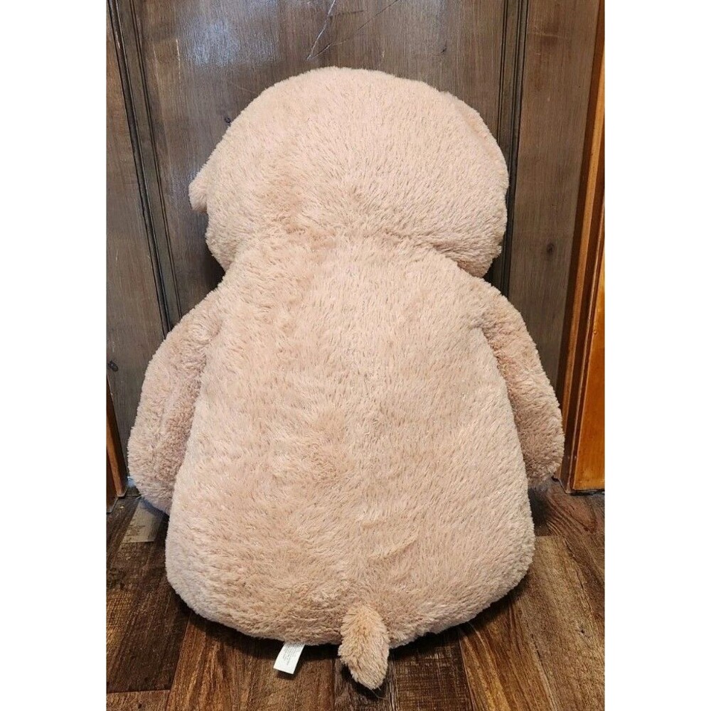Cuddly Life Size Plush Teddy Bear With Bow - Cream - Picture 3 of 4